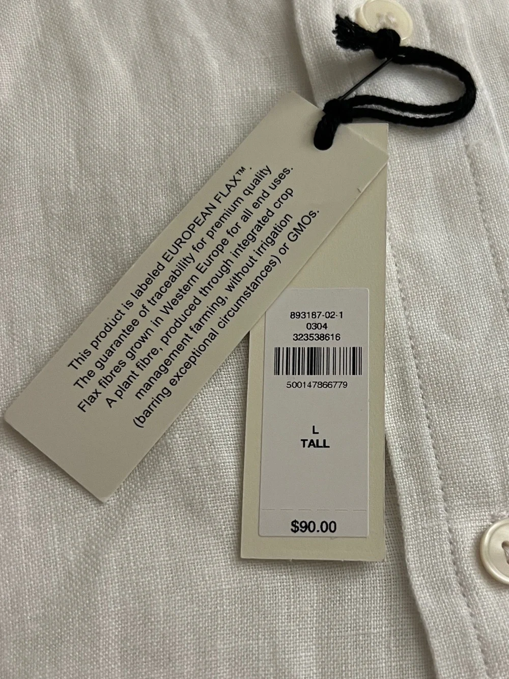 Banana Republic 100% Linen Shirt White Size L NWT